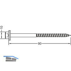 GUTMANN Schraube mit Beilagscheibe PD/RD 5,0 x 90 mm, Stahl rostbest�ndig A2