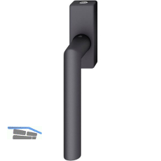 FSB Fenstergriff 34 1076 abschlie�bar eckige Rosette, Aluminium schwarz matt