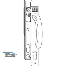 WINKHAUS Griffgarnitur GG.RR.F1, PZ-Lochung, bis TS 70 mm, Alu silberf�rbig