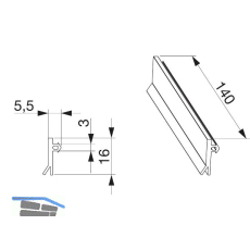 MACO MULTI-VENT Fl�geldichtung Nutbreite 2,5-3,5 mm L=140 mm hellgrau (468840)