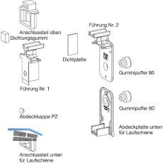 GU HS Zubeh�r-Beutel F�hrungsschiene P1850 Laufschiene H�he 5 mm grau