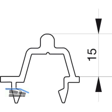 GU-934 HS Bodenschwellen-Laufschiene P2047, H=15mm, L=3000 mm, silber eloxiert