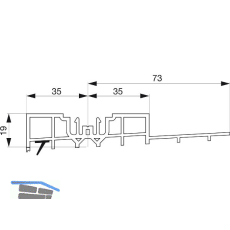 GU Thermostep 204 Aufsatzschiene-1 19/73, L=3300, GEALAN S 9000, Kunststoff grau