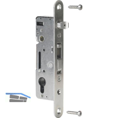 Rohrrahmenschloss H-Metall mit Hakenriegel, DM 35, PZ 92, Stulp rund, Edelstahl