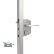 Gittertorschloss-Set LAKQ4040 U2L, PZW, f�r Vierkantrohr, Aluminium RAL 7016