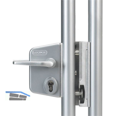 Gittertorschloss-Set LARQ4040 U2L, PZW, f�r Rundrohr, Aluminium silberf�rbig