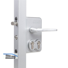 Gittertorschloss LDKZ4040 D1L, 2 PZW, f�r 40 mm Vierkantrohr, Alu silberf�rbig