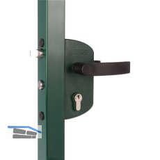 Gittertorschloss LAKZ4040 P1L, f�r 40 mm Vierkantrohr, Aluminium RAL7040