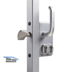 Schiebetorschloss LGKZ6060 D1L mit 2 Zylindern,f�r 60mm Vierkantrohr,Alu RAL9005