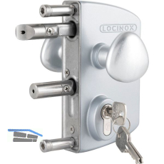 Gittertorschloss-Set LAKQ40U2L, PZW, f�r Vierkantrohr,inkl. Knopf, silberf�rbig