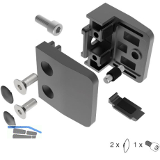 ECONOMY Glasklemmbeschlag f�r Vierkantrohr, eckig Edelstahl schwarz matt