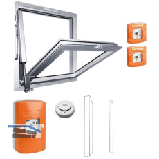 GEZE Treppenhausset RWA 100 NT, Hub 300 mm, silber