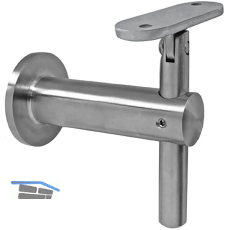 Handlauftr�ger mit Gelenk, mit Anschraubplatte, Wandabstand 80 mm, Edelstahl
