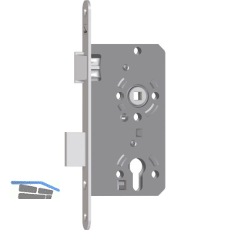 SAG Einstemmschloss 1 7464WO PZW,DM55,Stulp 235x18x3mm,rechts, silber lackiert