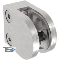 ECONOMY Glasklemmbeschlag f�r Vierkantrohr, rund, Edelstahl geschliffen V2A