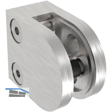 ECONOMY Glasklemmbeschlag f�r Vierkantrohr, rund, Edelstahl geschliffen V4A