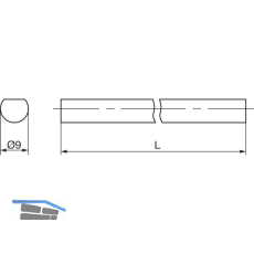MACO RUSTICO Drehstange abgeflacht D-9 mm, L=1400 mm, schwarz (94126)