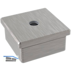 ECONOMY Endkappe eckig,hohl m.Mittelbohrung M8,50x50mm,Edelstahl geschliffen V2A