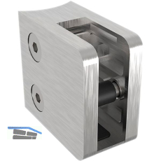 ECONOMY Glasklemmbeschlag f�r Rundrohr 42,4mm, eckig, Edelstahl geschliffen V2A