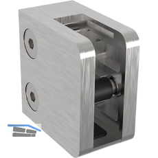 ECONOMY Glasklemmbeschlag f�r Vierkantrohr, eckig, Edelstahl geschliffen V2A