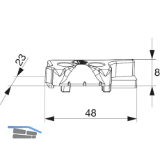 MACO MM Hebeteil PVC 12/20-13, GEALAN/IVAPER/K�MMERLING, links, silber (356398)