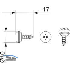 MACO HS Klemmbefestigungschraube �10 x 17 mm f�r Dichtungsschien PVC, silber