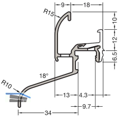 GUTMANN Rahmenregenschutzschiene Neckar 22/34 F-TXL, L=6000 mm, Alu hellbronze