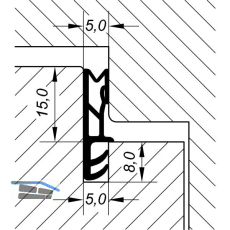 Fl�gelfalzdichtung EV 5250, Kunststoff wei�