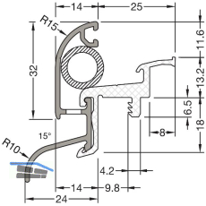 GUTMANN Regenschutzschiene Drau 25/24 F-TI, L=6000 mm, Aluminium mittelbronze