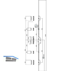 MACO MFV-Schloss Z-TF PT MF-i.S, DM 55,Stulp 2400 x 16 x 3 mm eckig,silberf�rbig