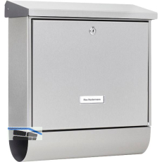 BURG Briefkasten INOXSTAR H�he 395 mm - mit Zeitungsbox, Edelstahl rostfrei