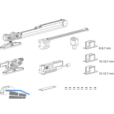 TERNO Beschlagset Vetro 40 Fluid 70/Basic Komfort Glas 80 kg ohne Laufschiene