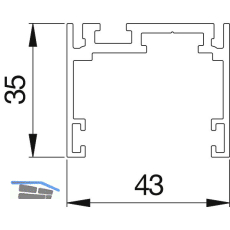 Deckelbasisrahmenprofil XL AL-Top-Frame-D-XL Edelstahl-Effekt