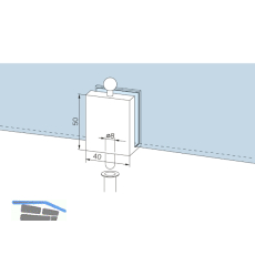 DORMA-Glas �berschubfeststellriegel mit Bodenbuchse, Edelstahl-Effekt(12.301)