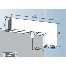 Winkeloberlichtbeschlag PT 40 m. Zapfen � 15 mm, Glas 10 mm,silber elox.(03.140)