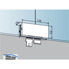 DORMA-Glas Oberlichtverbindung PT 70 m. 2 Anschlageins�tze, silber eloxiert