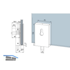 DORMA-Glas �berschubschloss SG,PZ vorgerichtet,2-tourig,Glas 10mm,silber(05.106)