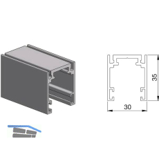 Decken-Basisrahmenprofil AL Top-Frame-D silber eloxiert
