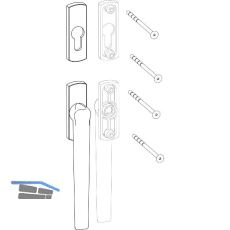 HAUTAU ATRIUM HKS Drehgriff 201 EG-PZ au�en, Einlassgetriebe, silber eloxiert