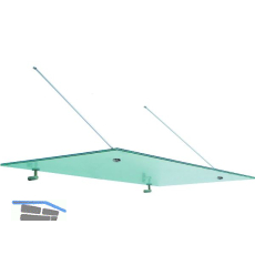 Glasvordachset komplett AL-Sky Light mit Glas 1300 x 1000 mm, Edelstahl