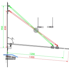 Glasvordachachsen GLVS II, Glastiefe 1300 mm, Edelstahl