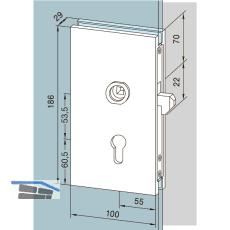 DORMA-Glas Schiebet�rschloss 05.202 Edelstahl-Effekt