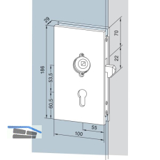 DORMA-Glas Schiebet�rschloss 05.200, silber eloxiert