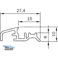 Wetterschenkel f. EIFEL T, 6000 mm, Aluminium silber eloxiert