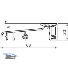 T�rschwelle Altbau BRS 68, 6 m, silber eloxiert/Einlage Kunststoff schwarz