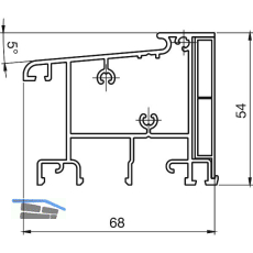 T�rschwelle BTS 68, 68 x 54 mm, 6 m, silber eloxiert/Einlage Kunststoff schwarz