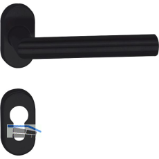 Dr�ckergarnitur RIGA - auf ovaler Rosette PZ, Edelstahl schwarz matt