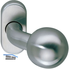 T�rknopf drehbar auf Rosette oval, Edelstahl matt