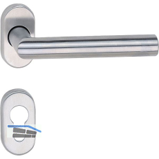 Dr�ckergarnitur RIGA - auf ovaler Rosette PZ, Edelstahl matt