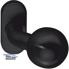 T�rknopf drehbar auf Rosette oval, Edelstahl schwarz